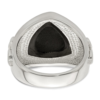 Sterling Silver .03Ruby/Black Agate Fleur De Lis Ring