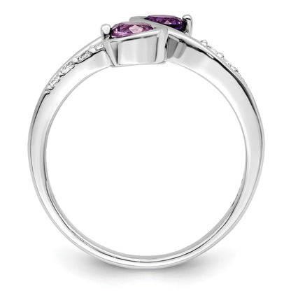 Sterling Silver Sterlingsilver Rhod Plated .6T.W. Amethyst & White Topaz Swirl Ring