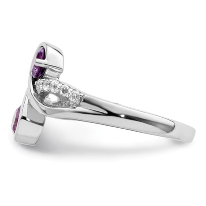 Sterling Silver Sterlingsilver Rhod Plated .6T.W. Amethyst & White Topaz Swirl Ring