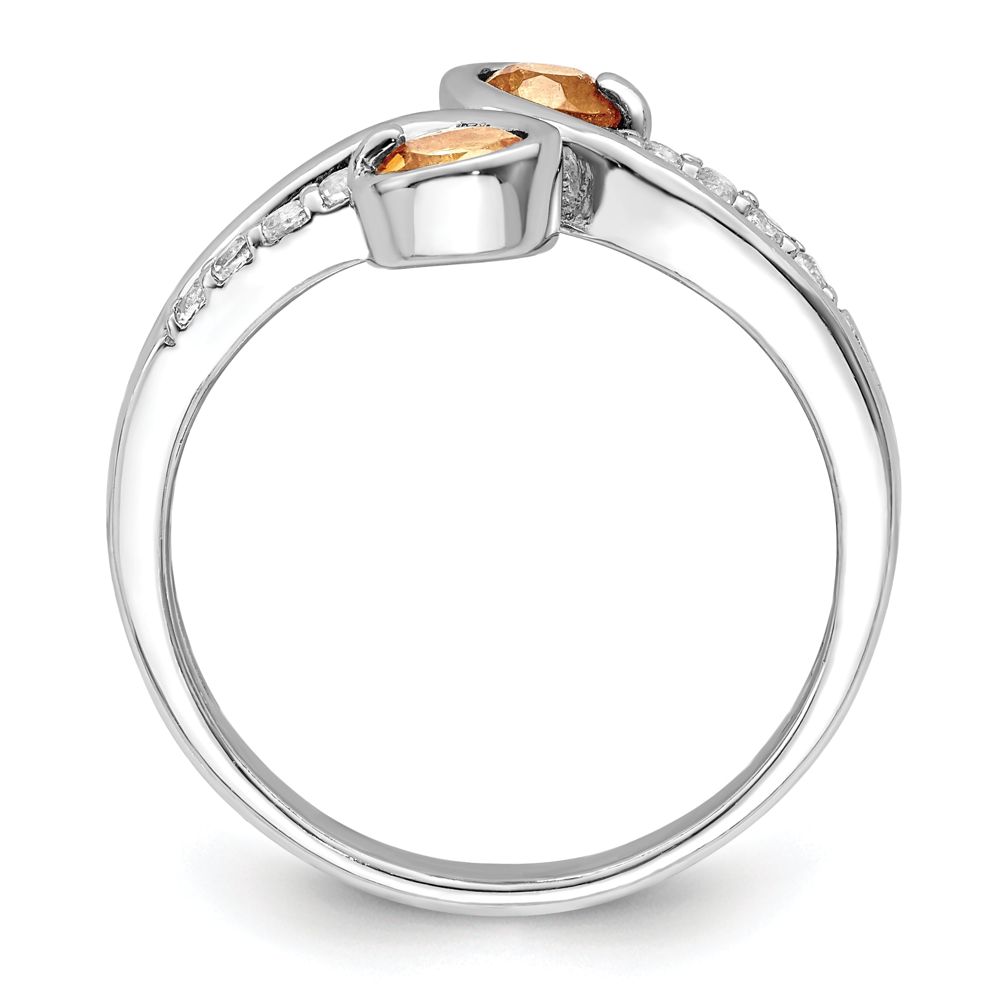 Sterling Silver Rhod Plated .60T.W. Citrine & White Topaz Swirl Ring
