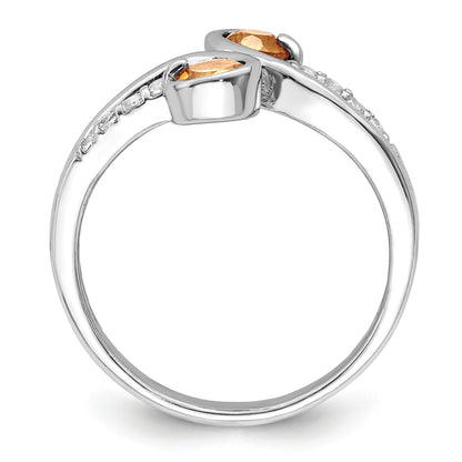 Sterling Silver Rhod Plated .60T.W. Citrine & White Topaz Swirl Ring