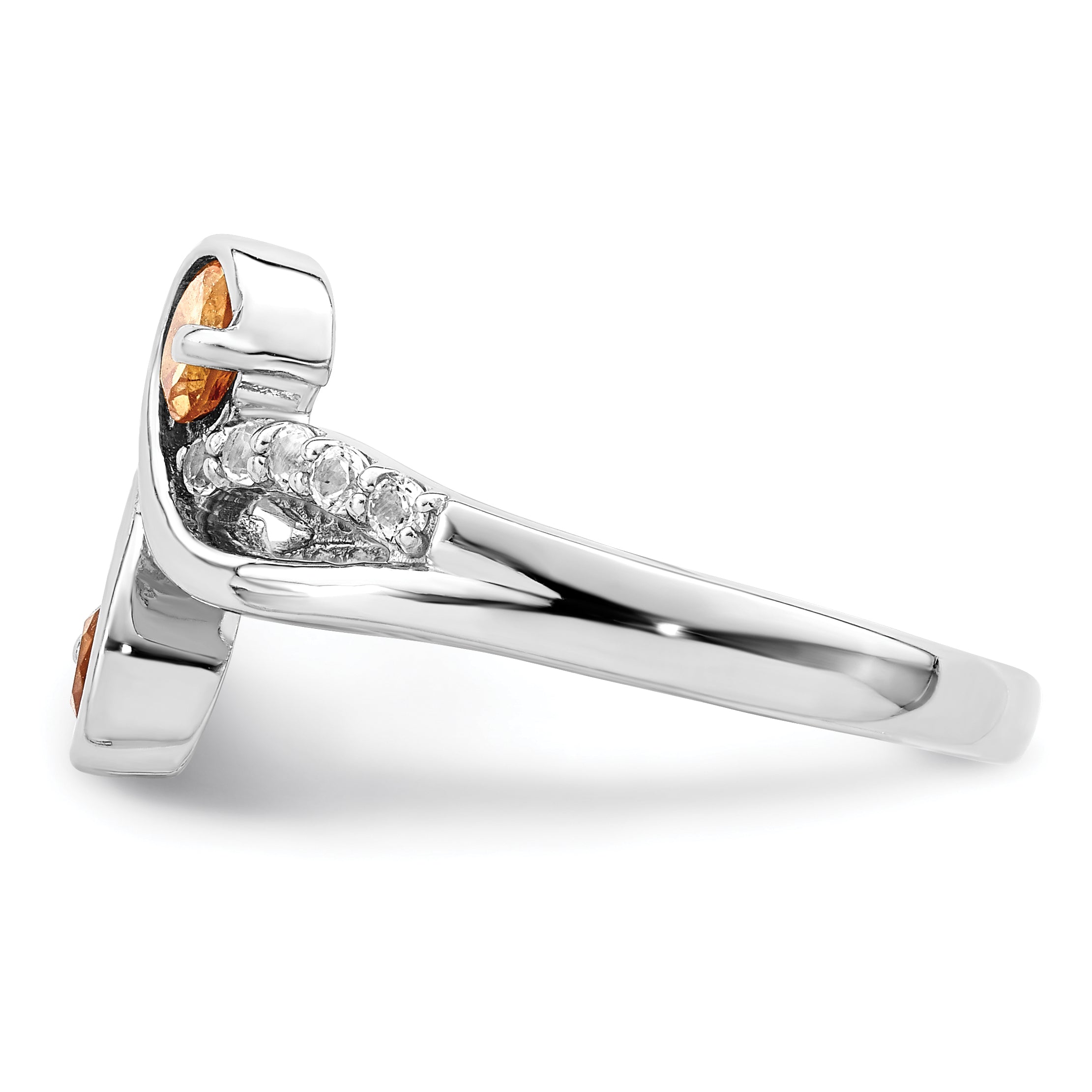 Sterling Silver Rhod Plated .60T.W. Citrine & White Topaz Swirl Ring