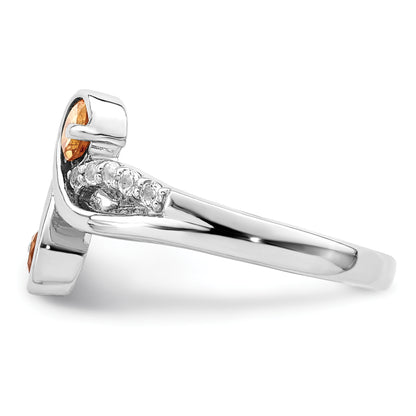 Sterling Silver Rhod Plated .60T.W. Citrine & White Topaz Swirl Ring