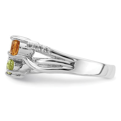 Sterling Silver Rh Plated 1.09T.W. Ci/Pe/Lsbt/Wt Ring