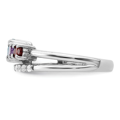 Sterling Silver Rh Plated 1.12T.W. Lsbt/Am/Ga/Wt Ring