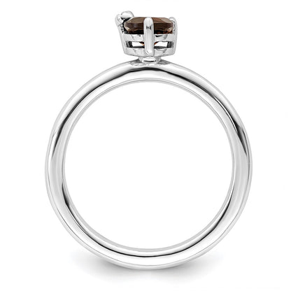Sterling Silver Rhodium Plated Polished Smoky Quartz & White Topaz Ring