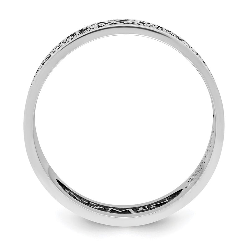 Sterling Silver Amen Rhodium Plated Size 6 Lord'S Prayer Ring