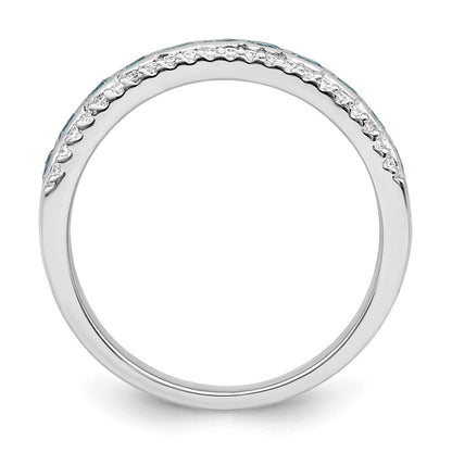Sterling Silver Rhodium Plated Aqua & White Cz Band