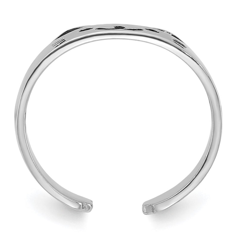Sterling Silver Rhodium-Plated Enameled Cat Adjustable Ring