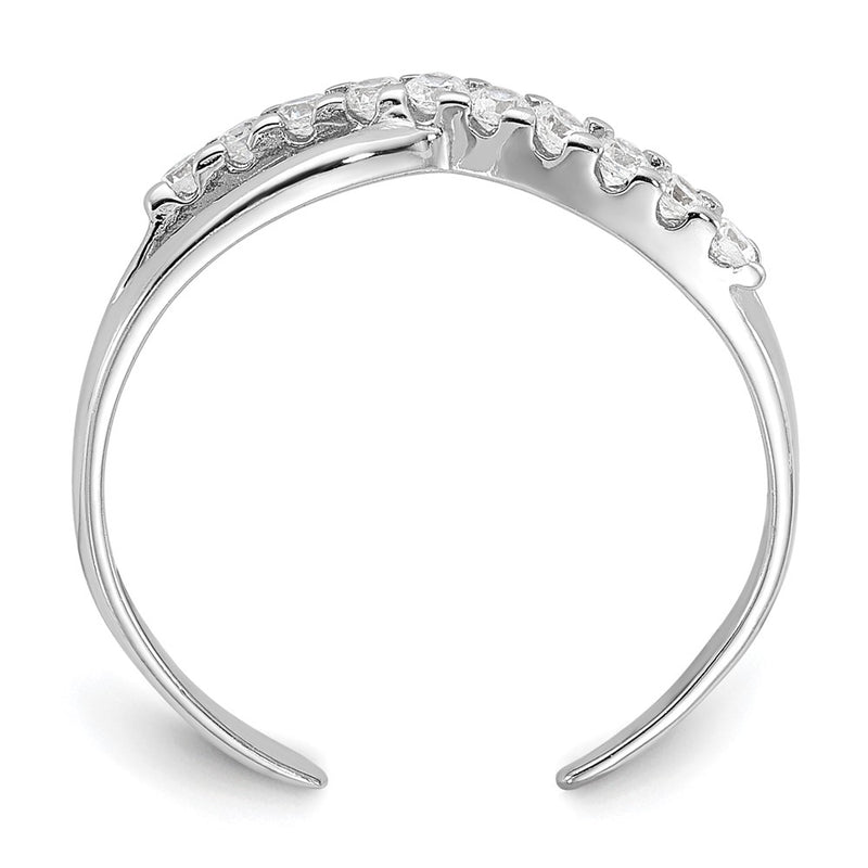 Sterling Silver Rhodium-Plated CZ Toe Ring