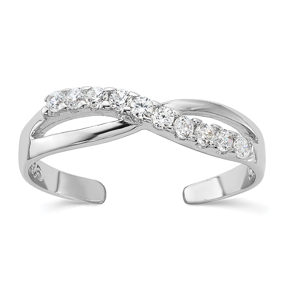Sterling Silver Rhodium-Plated CZ Toe Ring