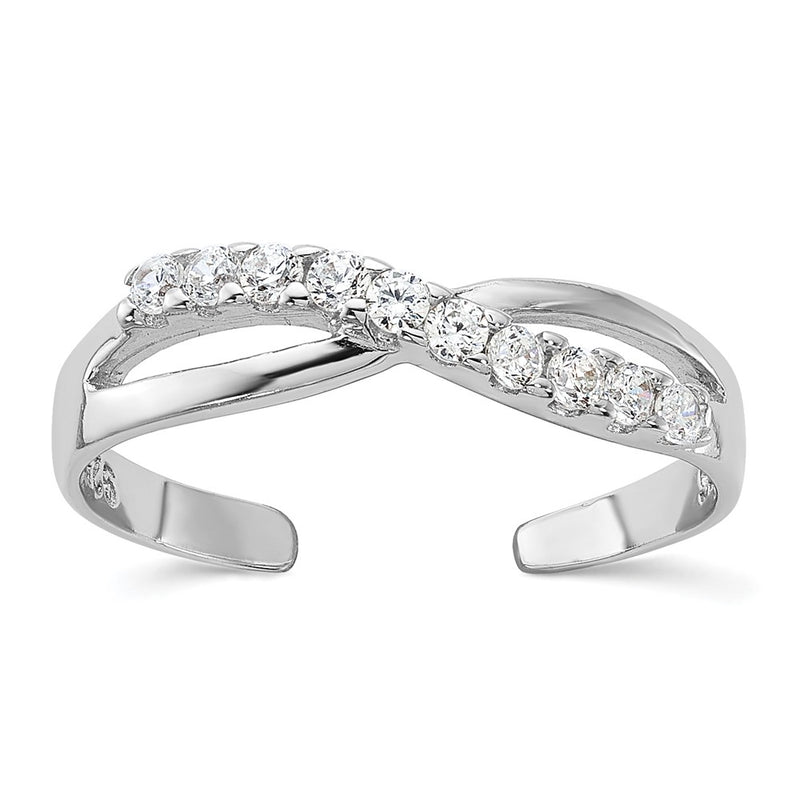 Sterling Silver Rhodium-Plated CZ Toe Ring