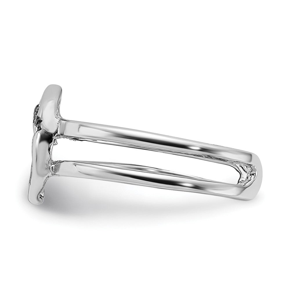 Sterling Silver Rhodium-Plated Oxidized Moon and Star Toe Ring