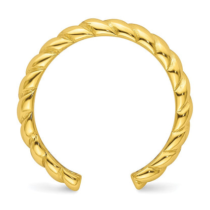 Sterling Silver Flash Gold-Plated Textured Twist Adjustable Ring