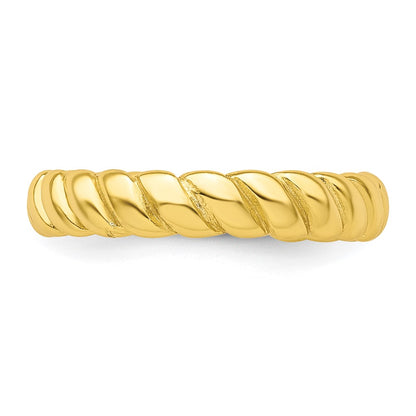 Sterling Silver Flash Gold-Plated Textured Twist Adjustable Ring