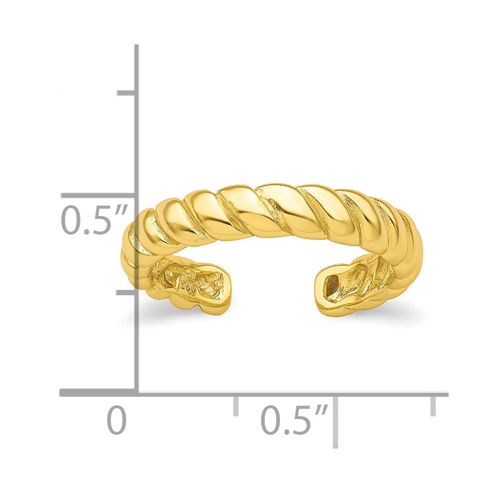 Sterling Silver Flash Gold-Plated Textured Twist Adjustable Ring