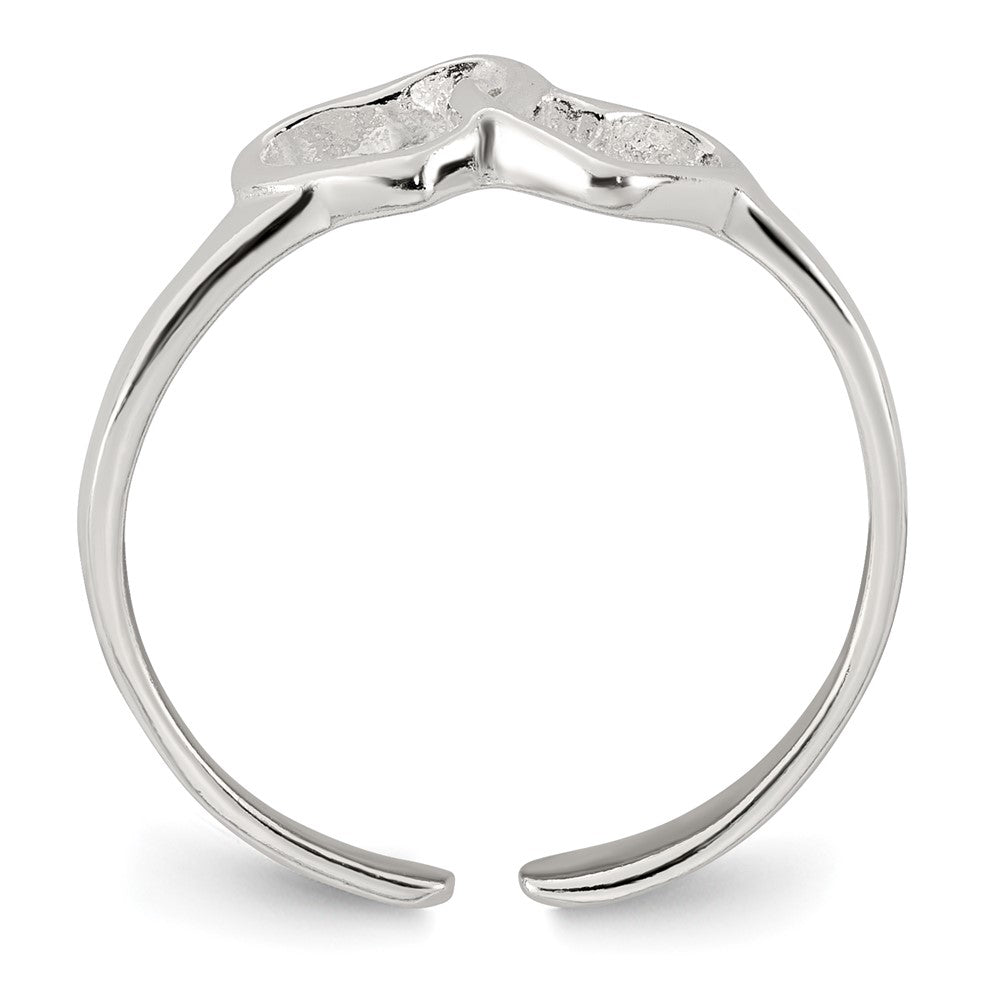 Sterling Silver Polished Interlocking Hearts Toe Ring