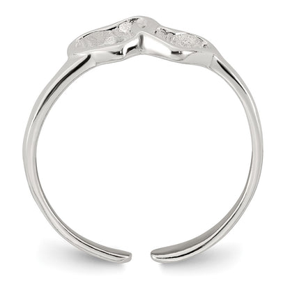 Sterling Silver Polished Interlocking Hearts Toe Ring