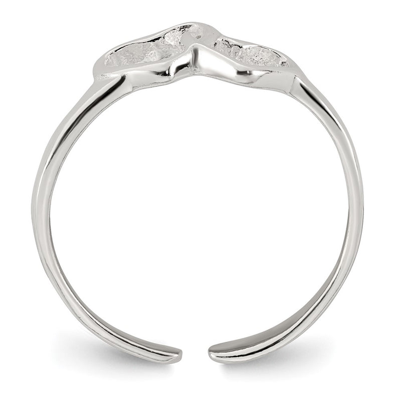 Sterling Silver Polished Interlocking Hearts Toe Ring