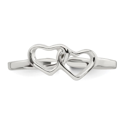 Sterling Silver Polished Interlocking Hearts Toe Ring
