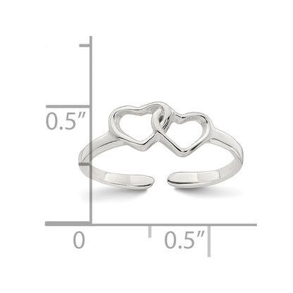 Sterling Silver Polished Interlocking Hearts Toe Ring