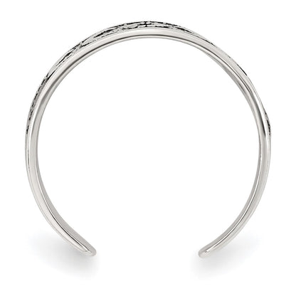 Sterling Silver Polished and Antiqued Moon and Star Toe Ring