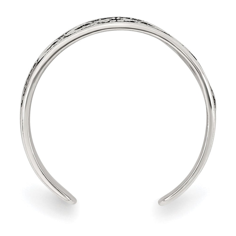 Sterling Silver Polished and Antiqued Moon and Star Toe Ring