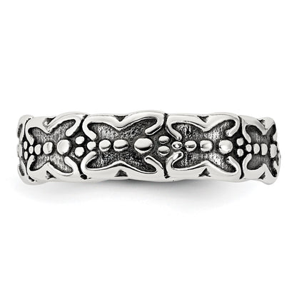 Sterling Silver Polished and Antiqued Butterfly Toe Ring
