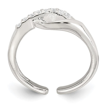 Sterling Silver Polished Fancy CZ Adjustable Toe Ring