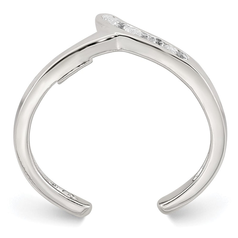 Sterling Silver Polished CZ Toe Ring