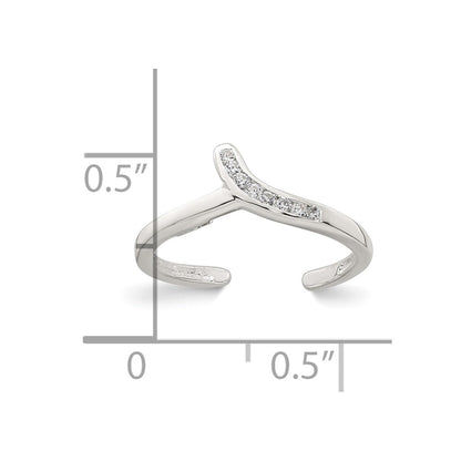 Sterling Silver Polished CZ Toe Ring