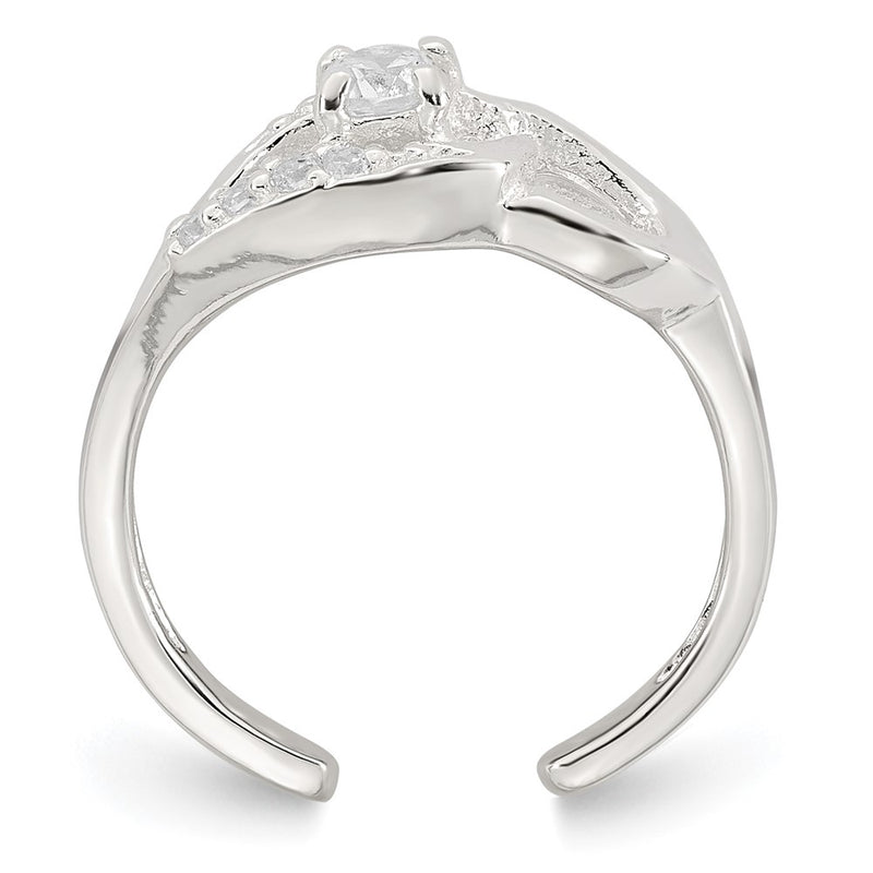Sterling Silver Polished CZ Fancy Toe Ring