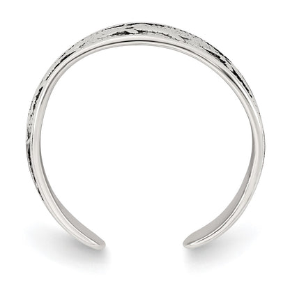 Sterling Silver Polished and Antiqued Dolphin Toe Ring