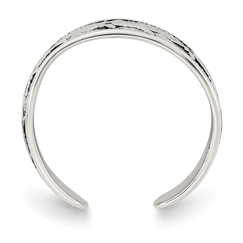 Sterling Silver Polished and Antiqued Dolphin Toe Ring
