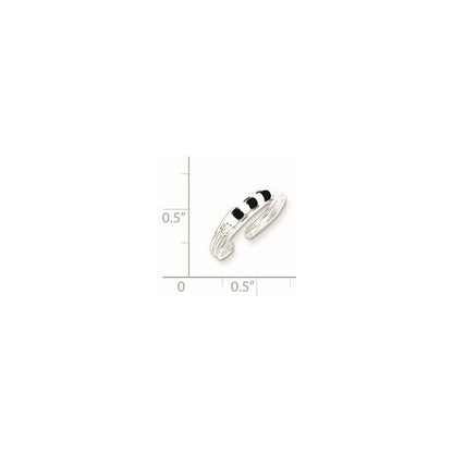 Sterling Silver Black & White Beaded Toe Ring