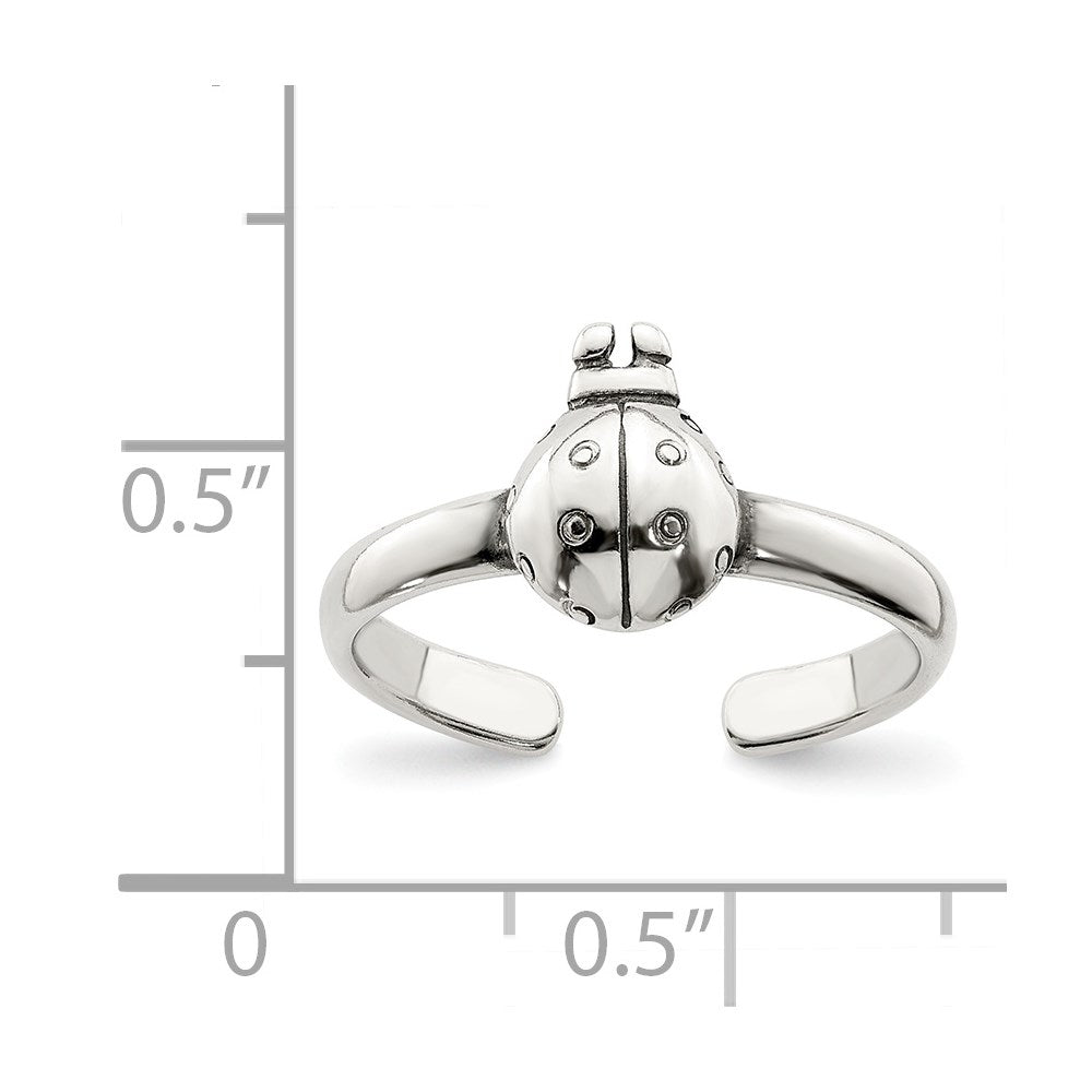 Sterling Silver Antiqued Ladybug Toe Ring
