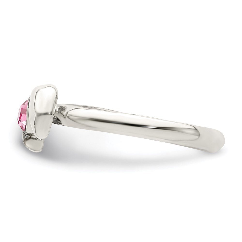 Sterling Silver Antiqued Pink Cz Dolphin Toe Ring
