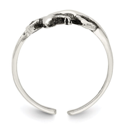 Sterling Silver Antiqued Lizard Cz Toe Ring