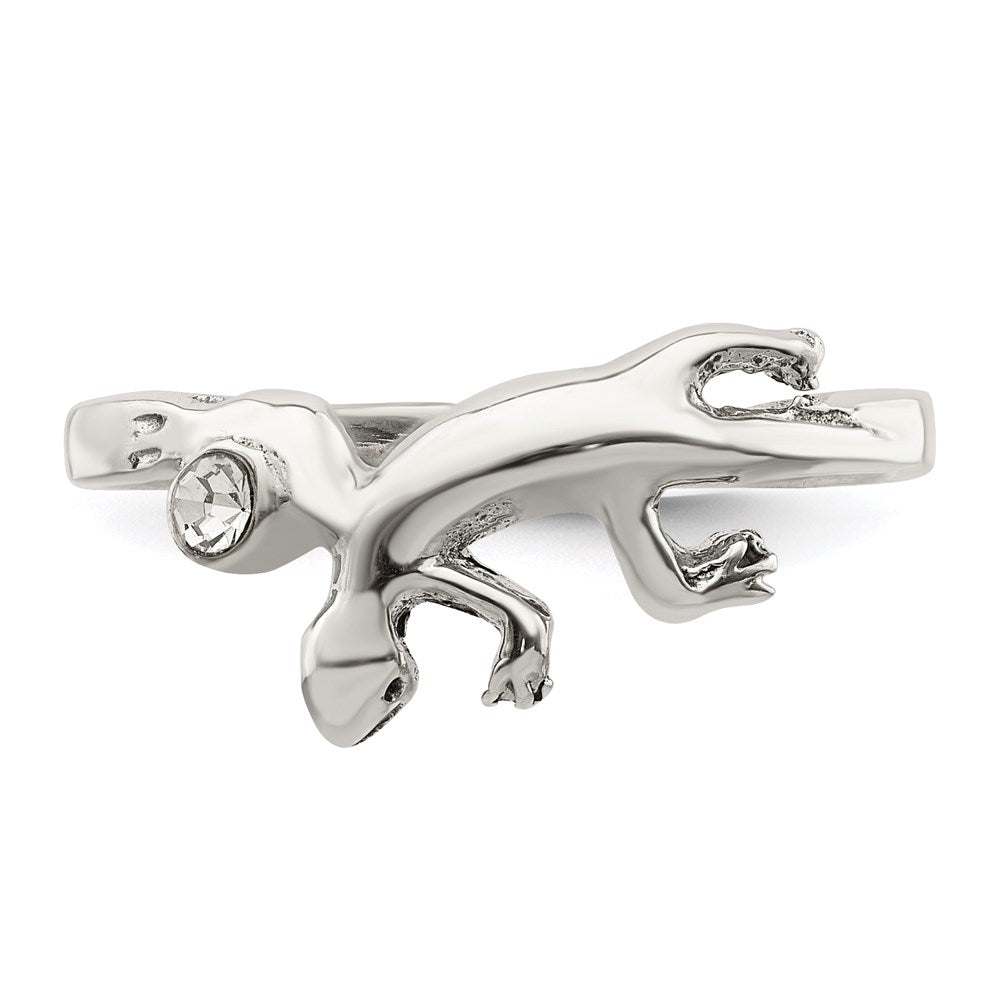 Sterling Silver Antiqued Lizard Cz Toe Ring