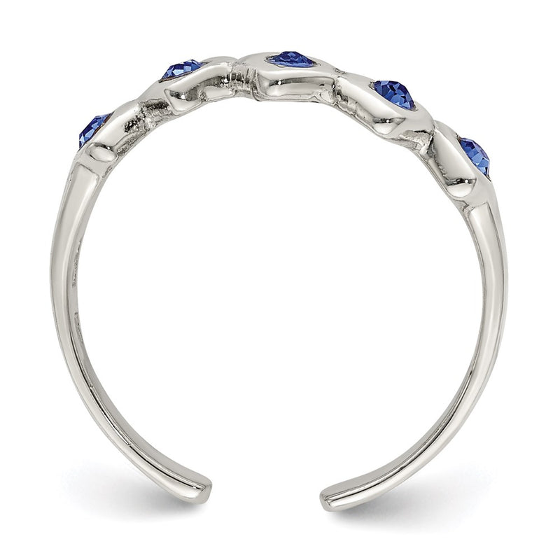 Sterling Silver Blue Cz Heart Toe Ring