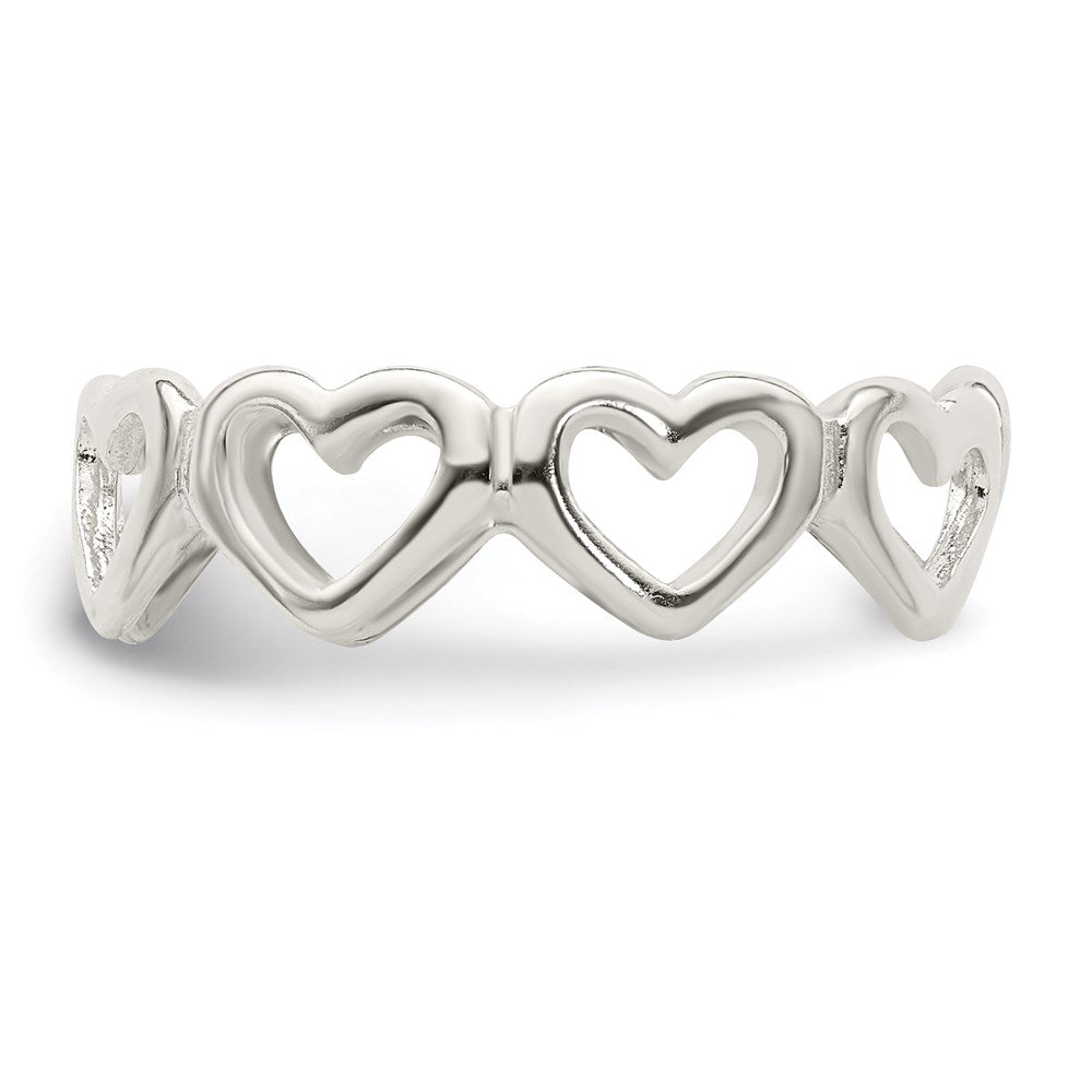Sterling Silver Cut Out Hearts Toe Ring