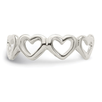 Sterling Silver Cut Out Hearts Toe Ring