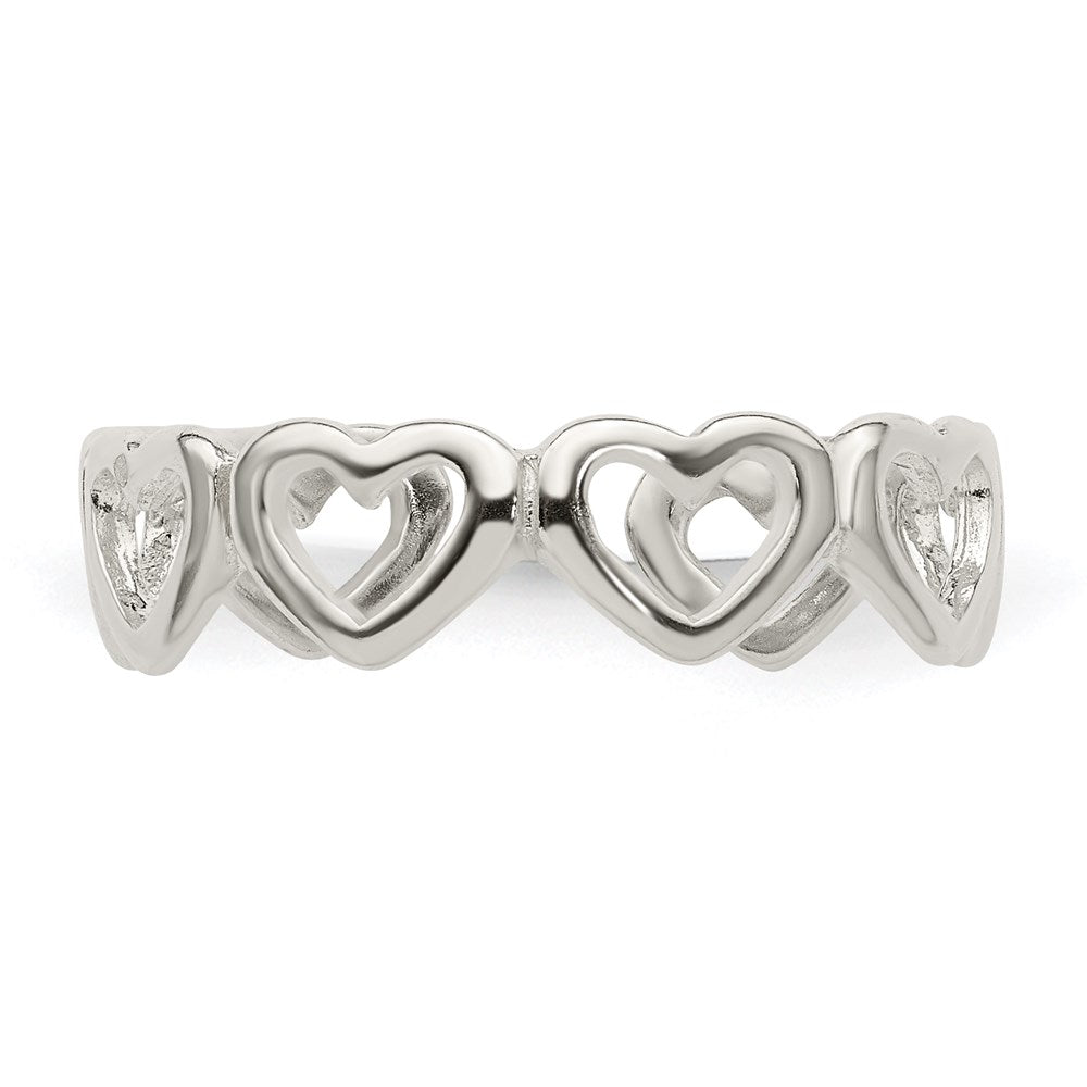 Sterling Silver Cut Out Hearts Toe Ring