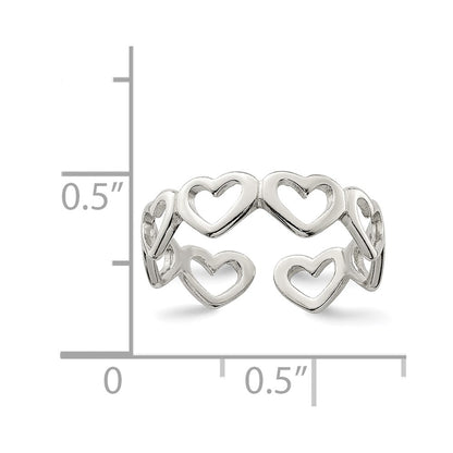 Sterling Silver Cut Out Hearts Toe Ring
