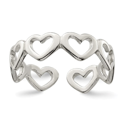 Sterling Silver Cut Out Hearts Toe Ring
