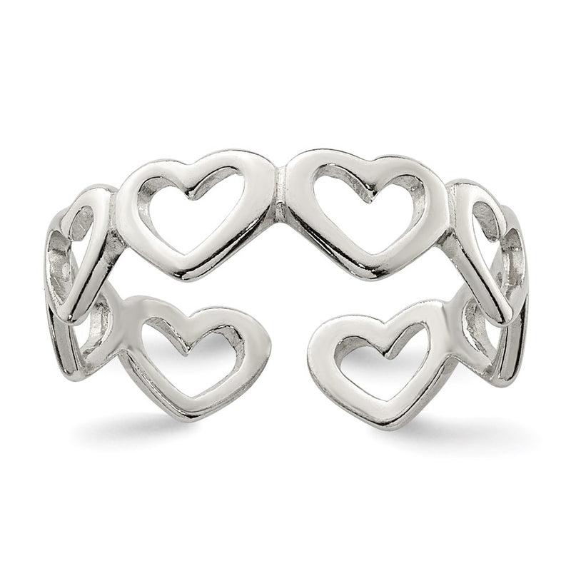 Sterling Silver Cut Out Hearts Toe Ring