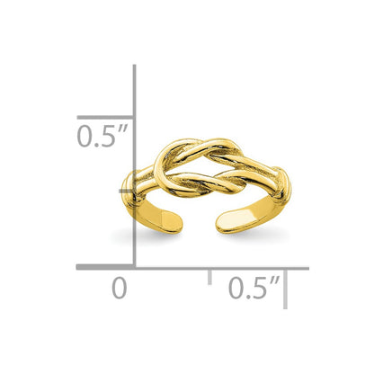 Gold Plated Sterling Silver Tone Love Knot Toe Ring