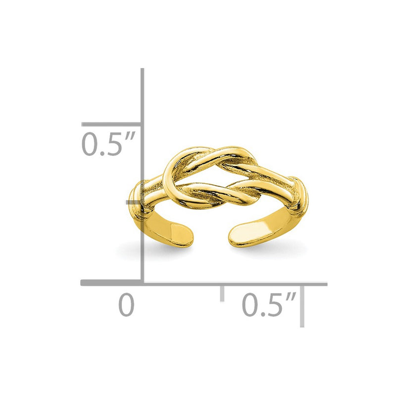Gold Plated Sterling Silver Tone Love Knot Toe Ring