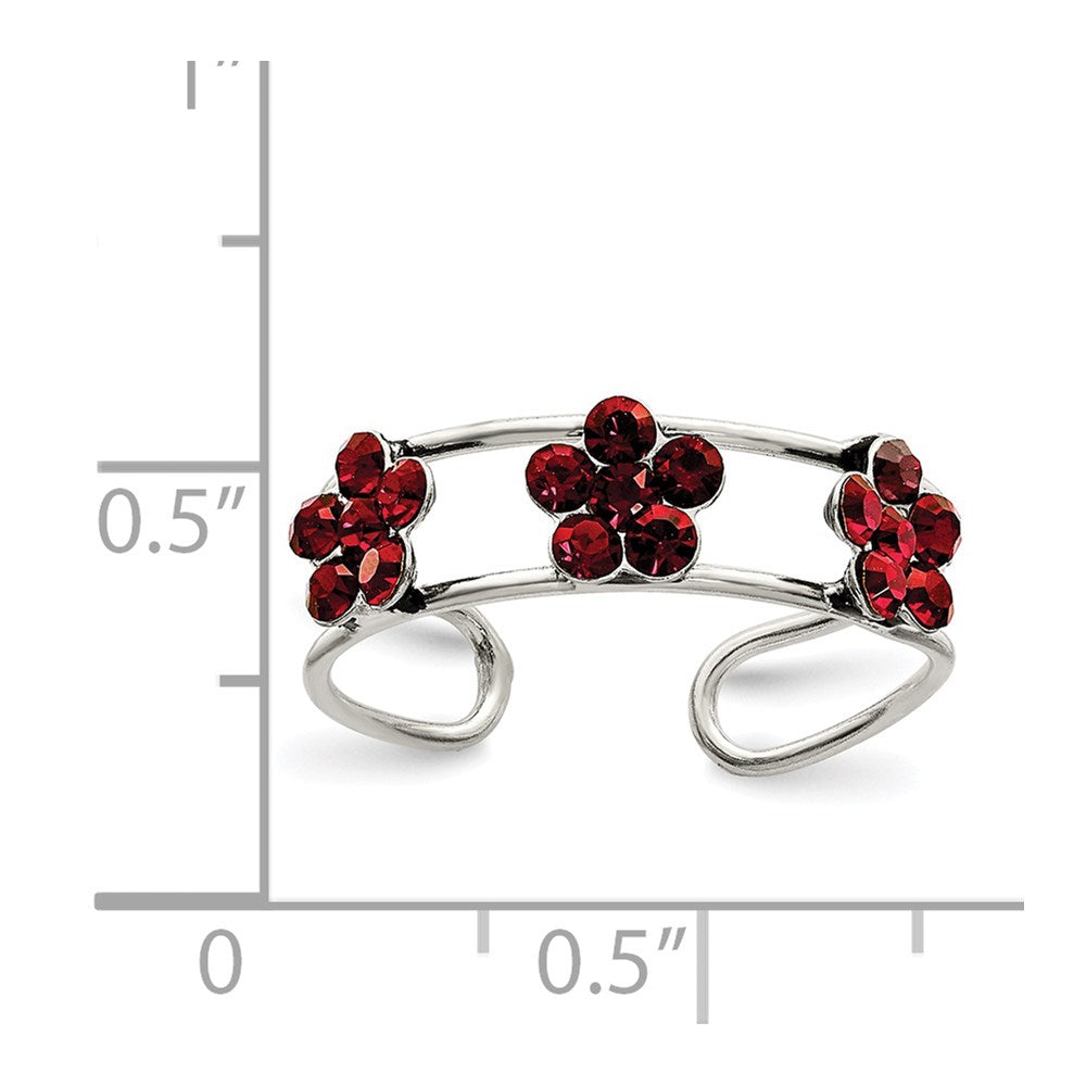 Sterling Silver Stelluxt Crystal Floral Toe Ring
