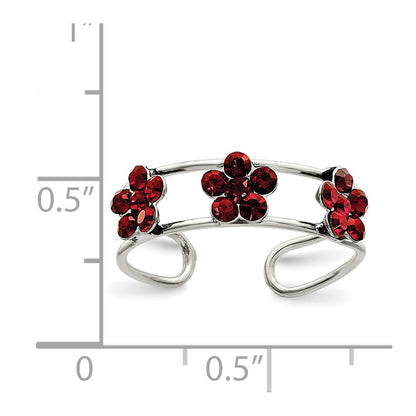 Sterling Silver Stelluxt Crystal Floral Toe Ring